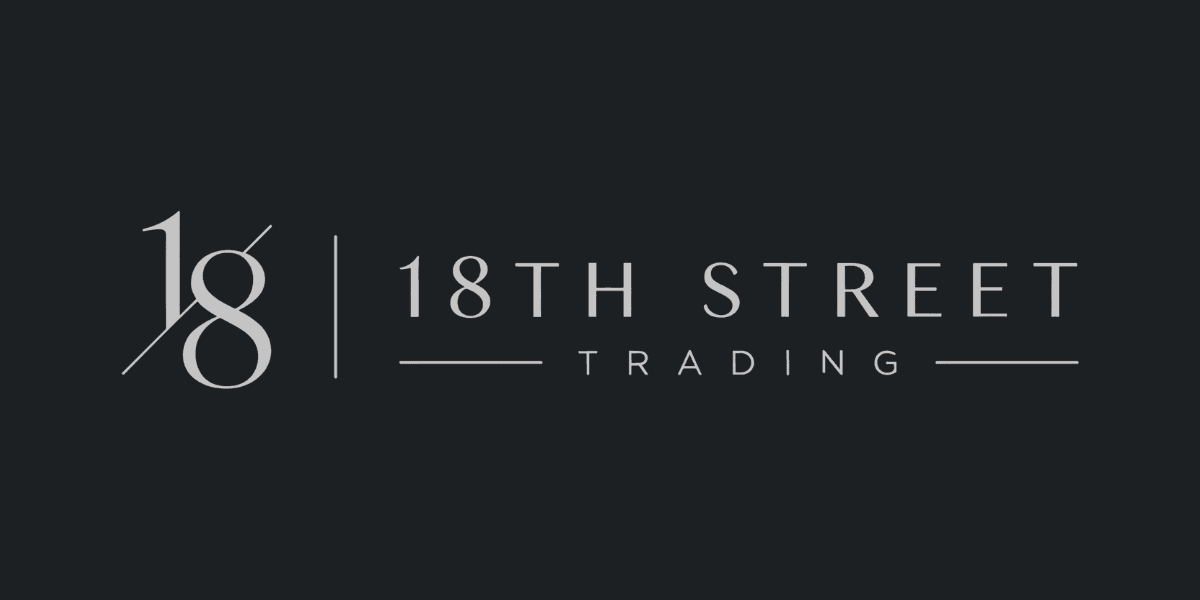Logo for 18th Street Trading with modern typography on a dark background