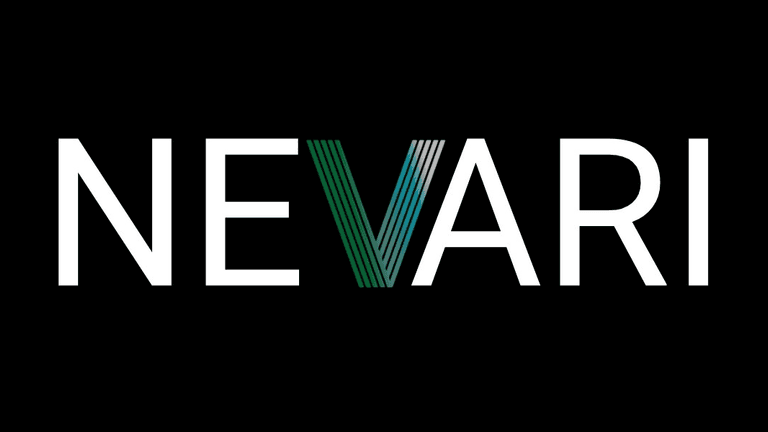 Nevari logo with stylized green and blue gradient “V” on a black background.