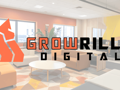 Modern office space with Growrilla Digital logo, an ecommerce marketing agency specializing in small business growth and transparency.