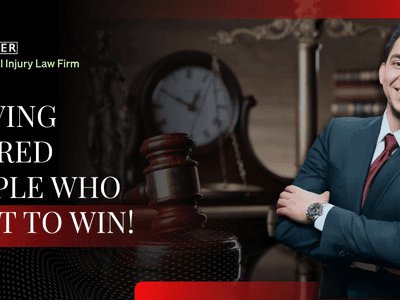Smiling lawyer in suit with gavel, scales, and legal books, promoting personalized personal injury legal services.
