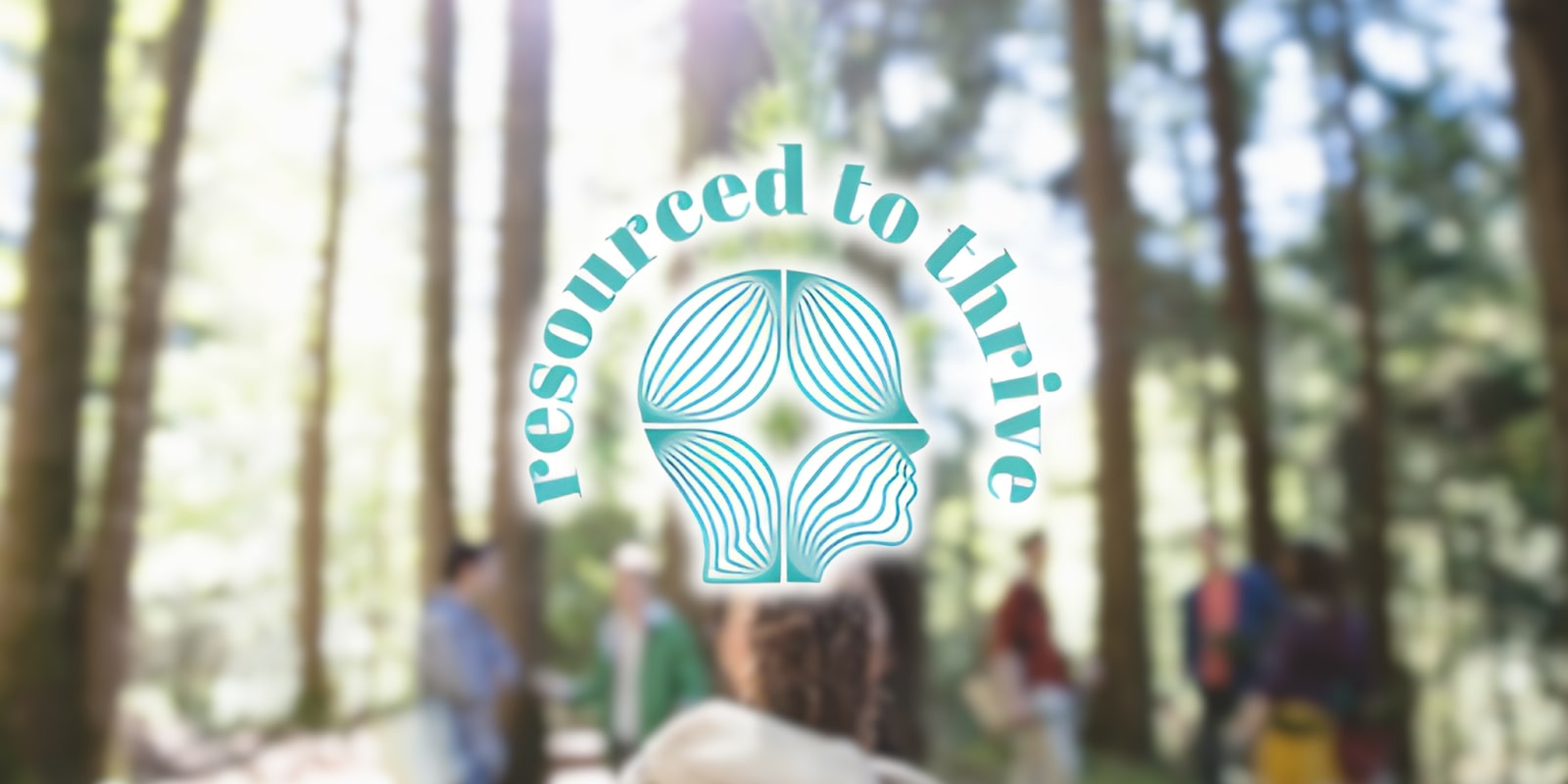 Logo for Resourced to Thrive, a consultancy focused on leadership, wellbeing, and organizational transformation, with abstract faces and flowing lines.