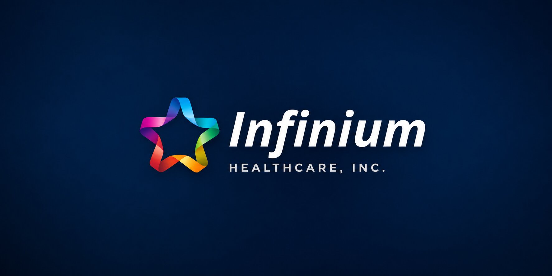 Infinium Healthcare logo displayed on a dark blue background.