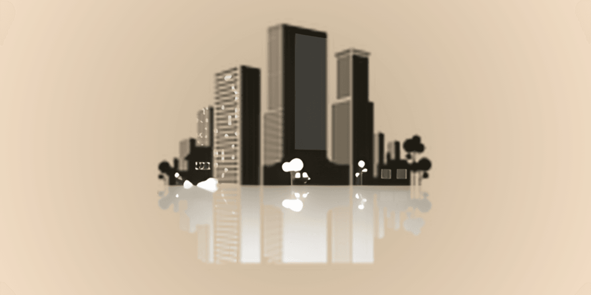 Stylized city skyline graphic representing CondoCorp Services property management solutions.