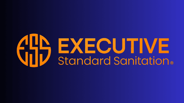 Logo of Executive Standard Sanitation featuring an orange and navy color scheme