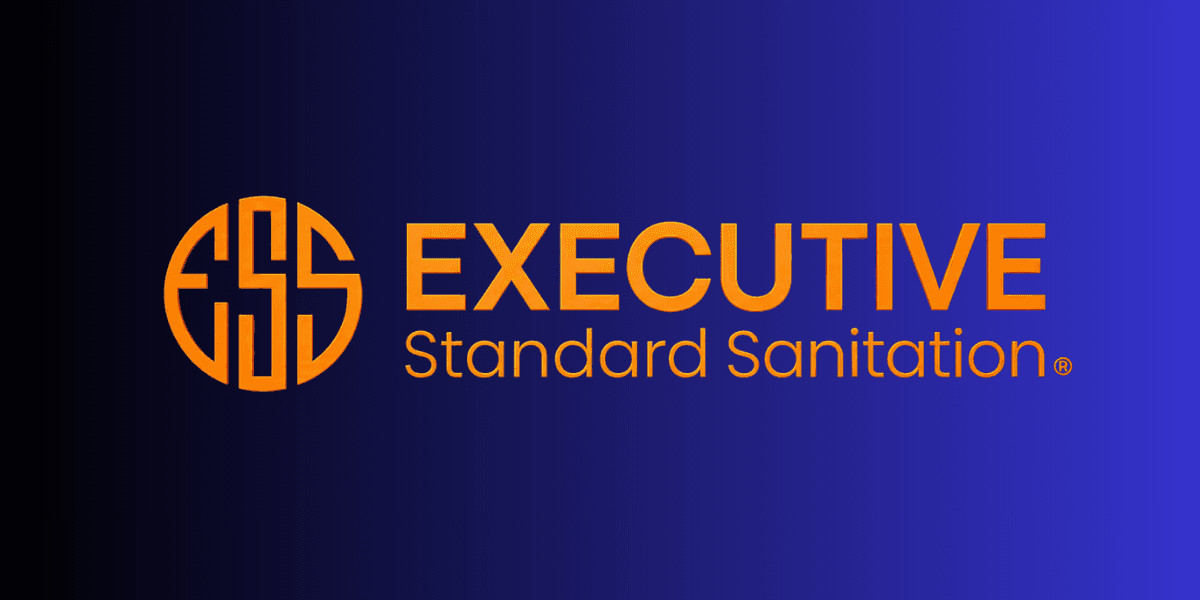 Logo of Executive Standard Sanitation featuring an orange and navy color scheme