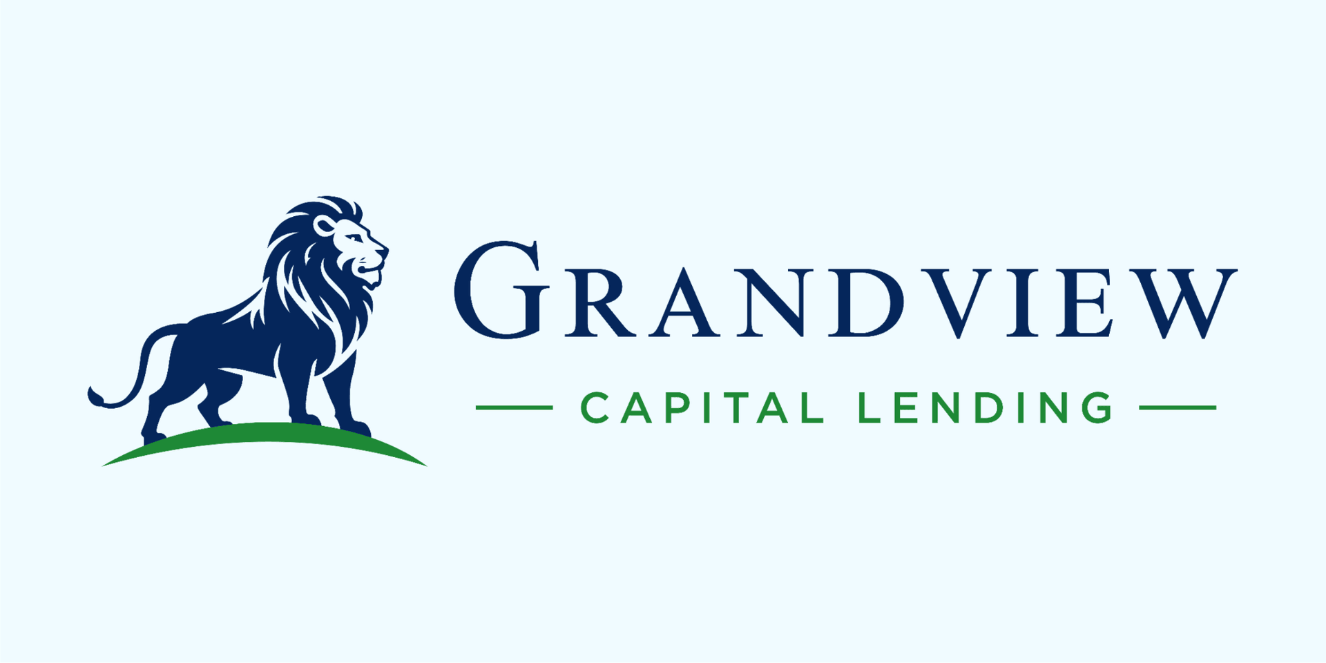 Logo for Grandview Capital Lending featuring a lion and green accent.