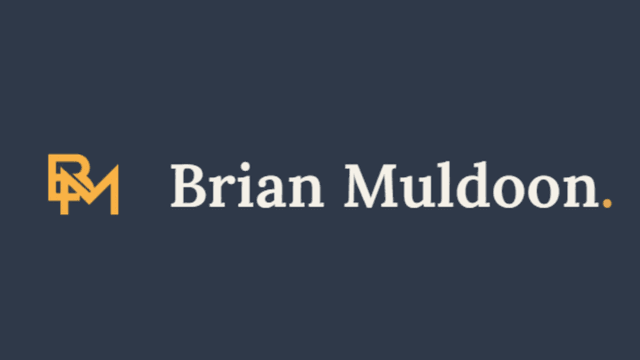 Logo featuring initials RM and the name Brian Muldoon on a dark background