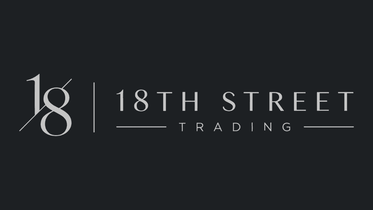 Logo for 18th Street Trading with modern typography on a dark background