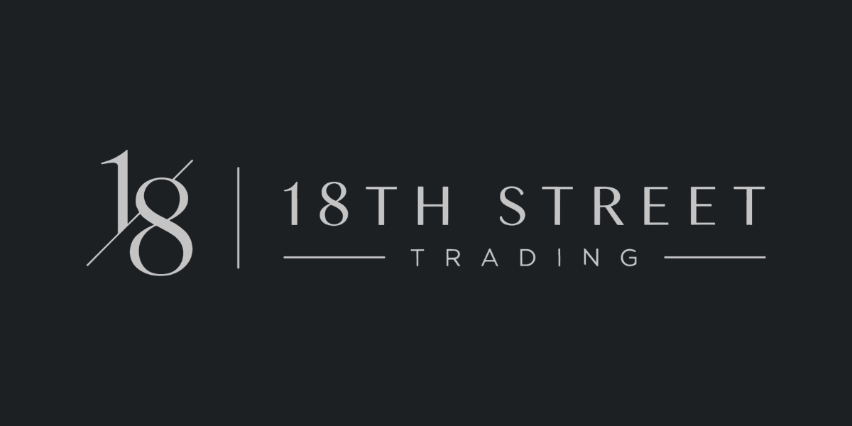 Logo for 18th Street Trading with modern typography on a dark background