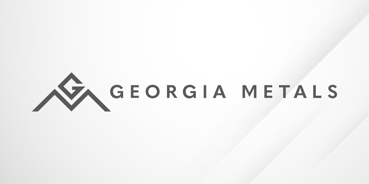 Georgia Metals logo on a clean white background with subtle geometric design accents.