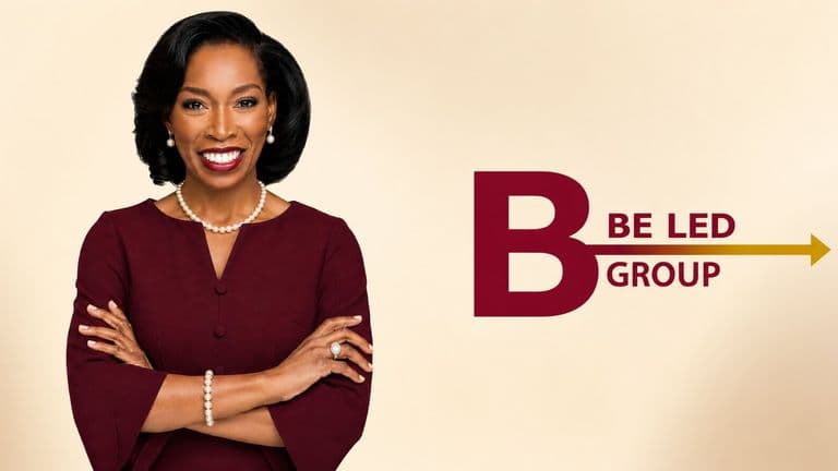Dr. Sharon S. Lewis beside The BE LED Group logo, representing leadership development and executive coaching.