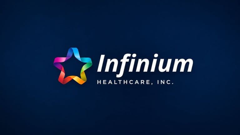 Infinium Healthcare logo displayed on a dark blue background.