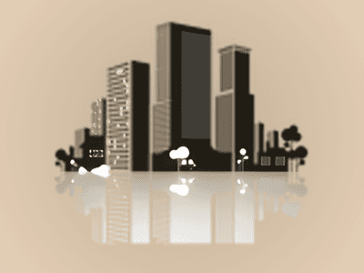Stylized city skyline graphic representing CondoCorp Services property management solutions.