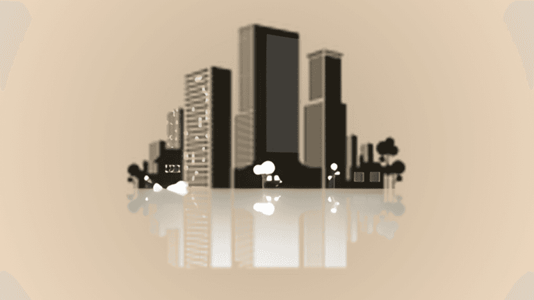 Stylized city skyline graphic representing CondoCorp Services property management solutions.