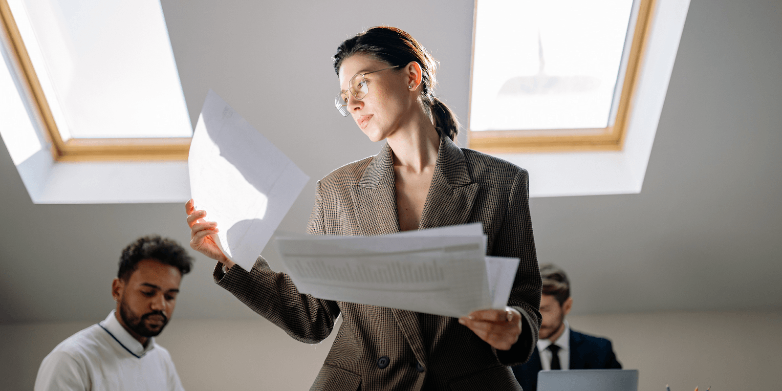 Business leader analyzing brand perception, digital presence, and market positioning, highlighting how visibility, search results, and media shape trust before client engagement.