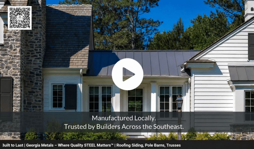 Modern home with metal roofing showcasing Georgia Metals' locally manufactured steel building products.